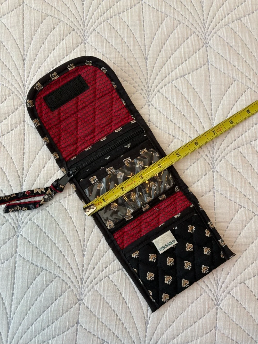 Vera Bradley Compact Wallet in Black, Red & Cream